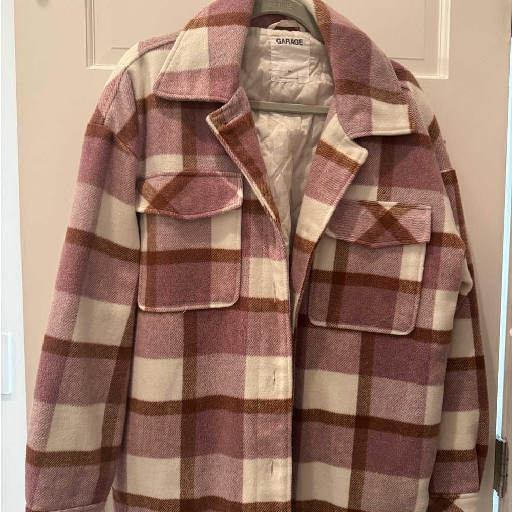 Garage Pink and Brown Utility Jacket Oversized Shacket